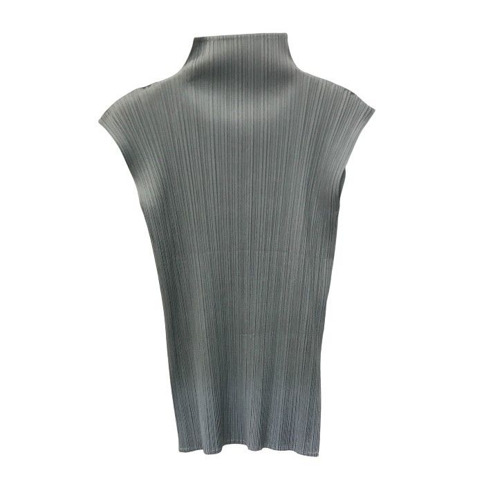 ISSEY MIYAKE イッセイミヤケ カットソー レディース ハイネック ノースリーブ プリーツ トップス グレー Mサイズ PP05-JK603 T1