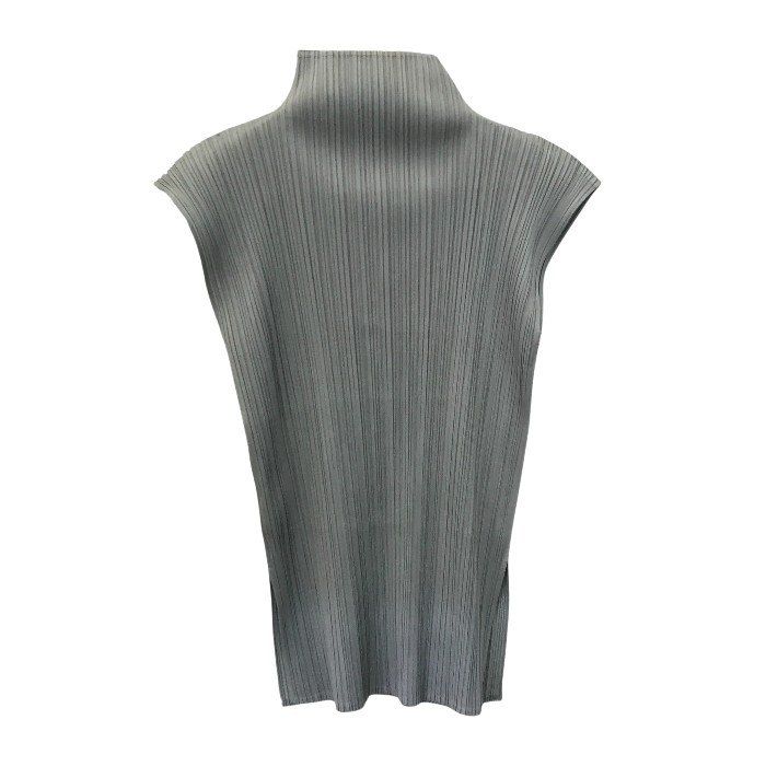 ISSEY MIYAKE イッセイミヤケ カットソー レディース ハイネック ノースリーブ プリーツ トップス グレー Mサイズ PP 05-JK 603 T 1