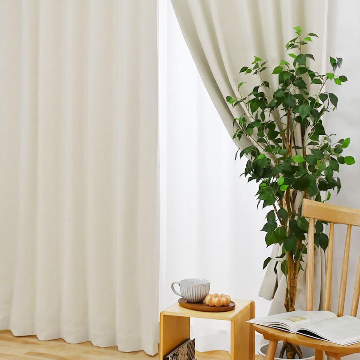 満天カーテン 遮光 1級 昼夜 透けない 高断熱 ミラー レース カーテンセット 北欧遮光カーテン オーダー 形状記憶 洗濯機で丸洗いOK グラッセ-アイボリー 幅100cm 丈200cm レース丈は-2cm 4枚組