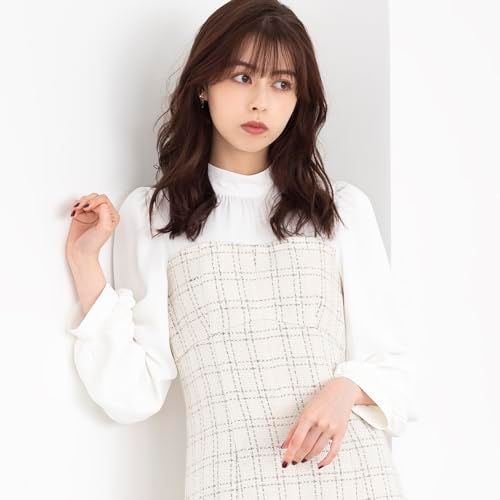 カジュアルドレス ラメツイードビスチェ風ドッキングワンピース