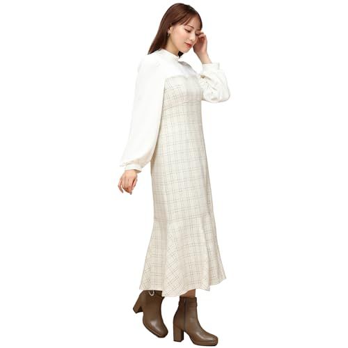 ミッシュマッシュ カジュアルドレス ラメツイードビスチェ風ドッキングワンピース WHITE M レディース