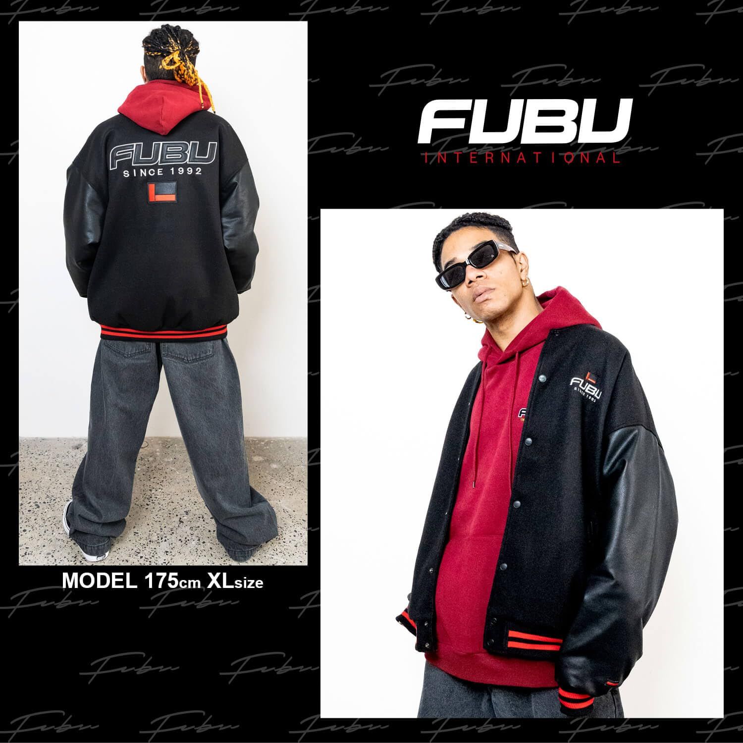 フブ ブルゾン スタジャン フライトジャケット メンズ レディース 長袖 アウター メルトン 合皮切り替え 大きいサイズ アメカジ ストリートファッション ブラック