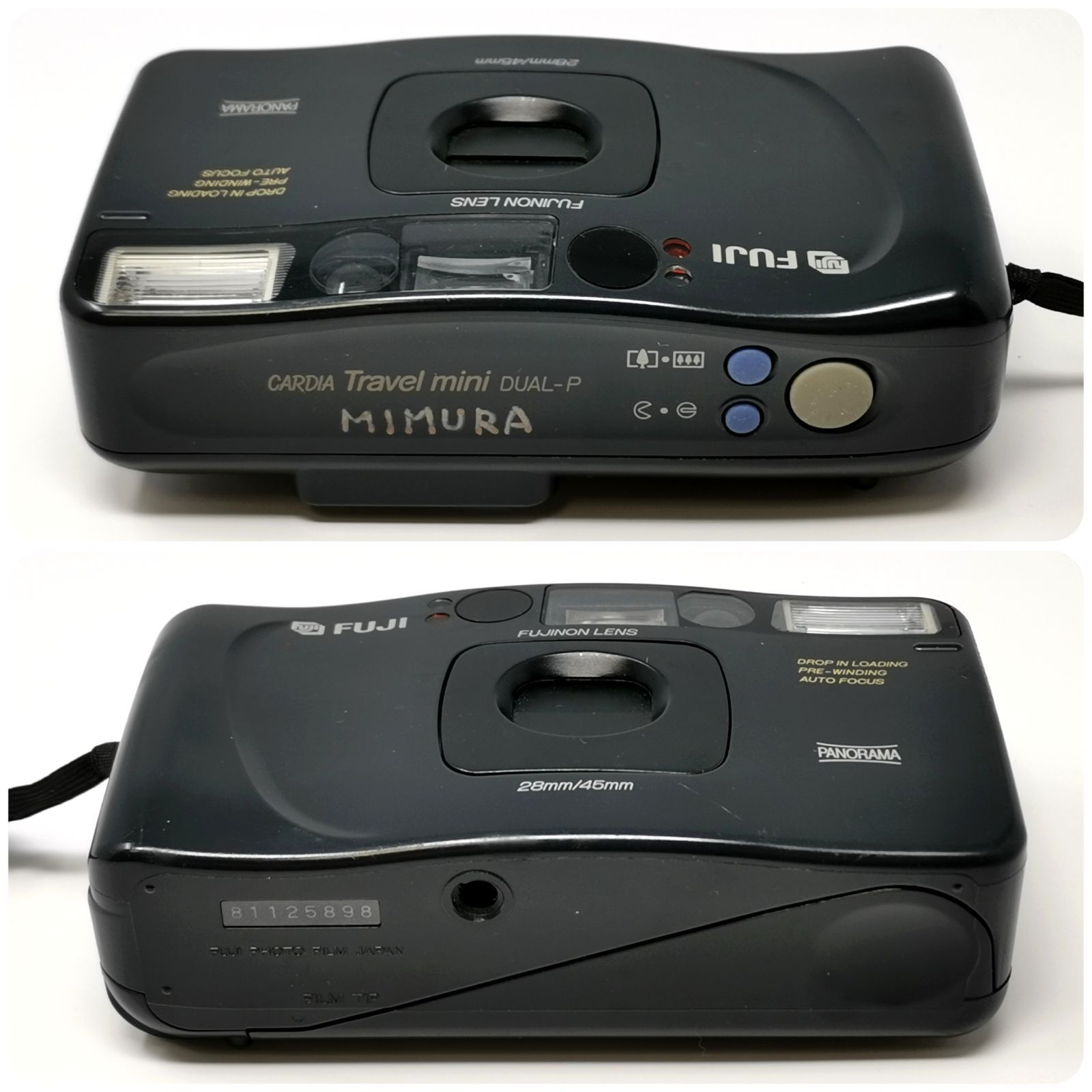 【美品・動作品】FUJI CARDIA Travel mini DUAL-P カメラ FUJI CARDIA Travel mini DUAL-P フィルムカメラ ブラック