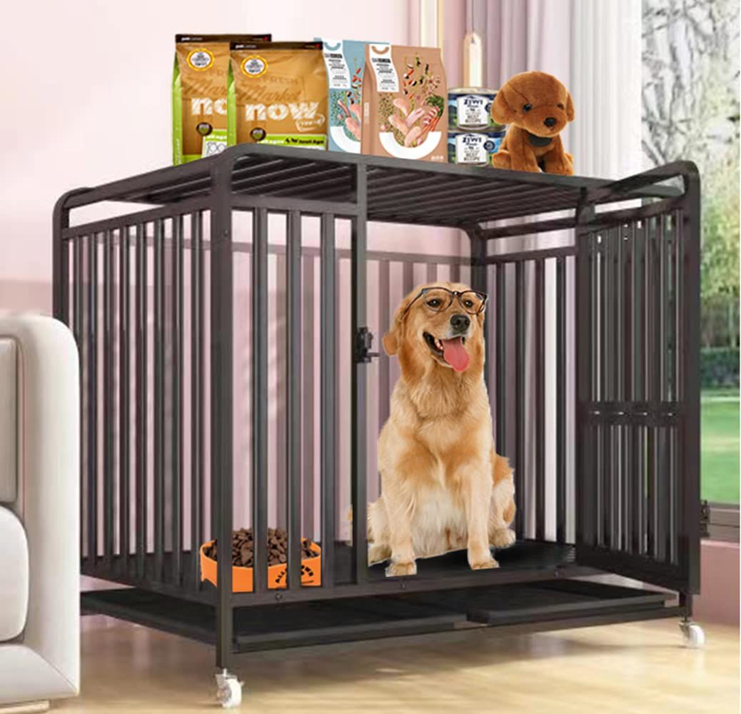 ペットケージ カゴ ドッグクレート 大型犬 中型犬 トイレ ノイズ防止 4輪 錆びにくい 亜鉛メッキ 125 95 110cm