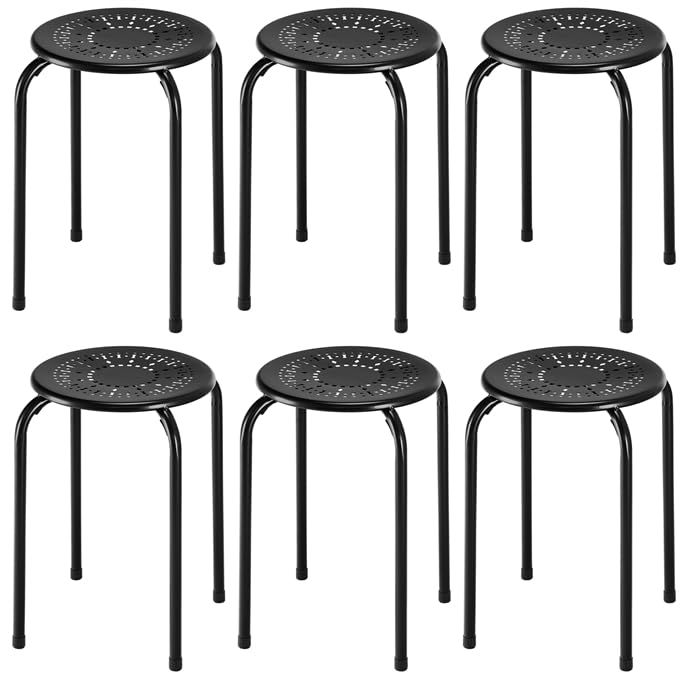 迅速発送 GIANTEX パイプ椅子 丸椅子 6脚セット 金属製 完成品 幅30X奥行30X高さ44cm 積み重ね スタッキングチェア オフィススツール スチールフレーム 頑丈 通気 軽量 家用 来客用 コンパクト ガーデン オフィス 屋台 飲食店 ブ