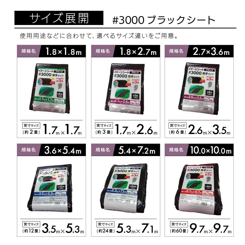 迅速発送】モリリン ブラックシート レジャーシート #3000 実寸約3.5m