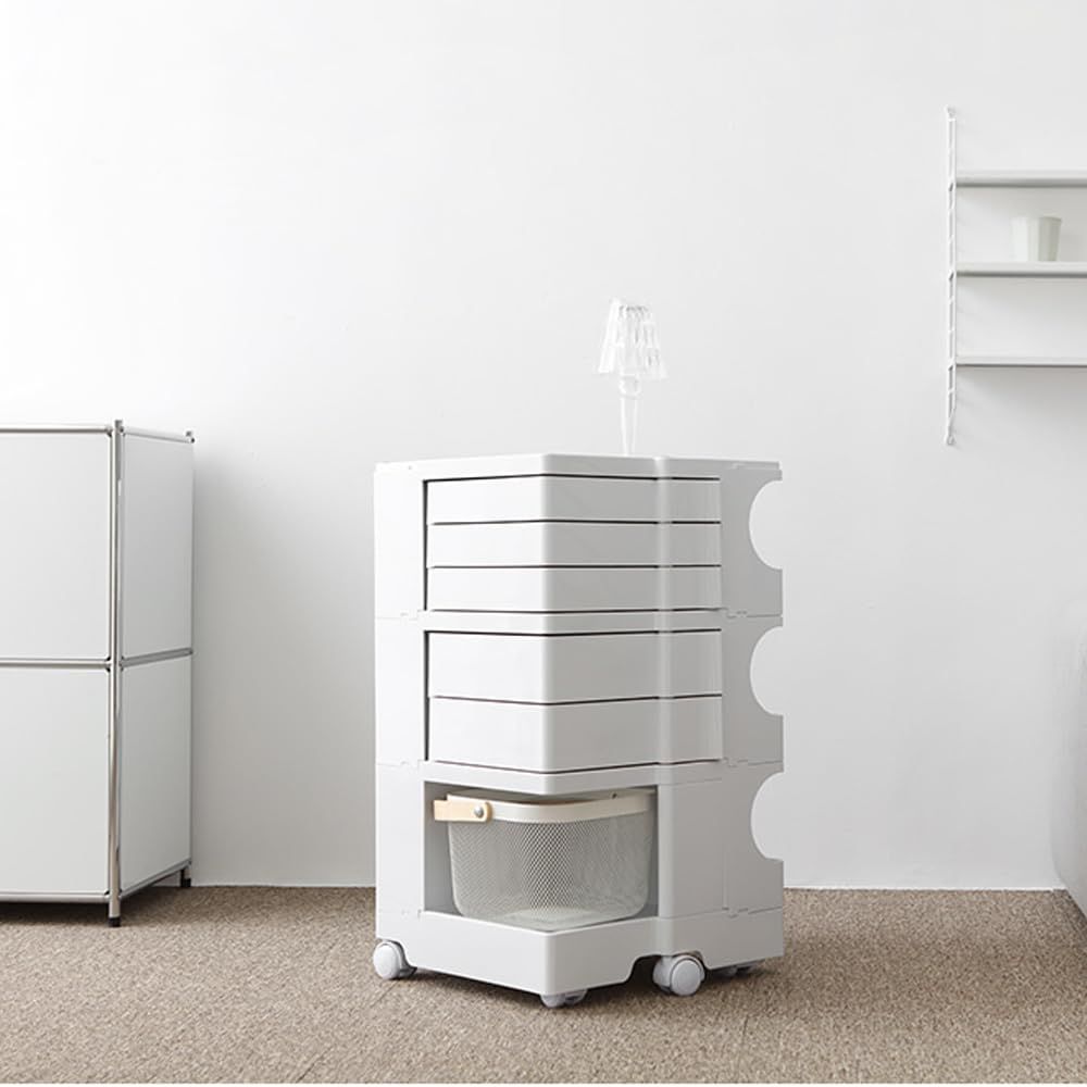 迅速発送 ボビーワゴン レプリカ 回転式手押し車 2段 3段 5トレイロック式キャスター ボビーワゴン ウッドトレイ付き ホワイト 3段5トレイ HRDEVELOPMENT_JP