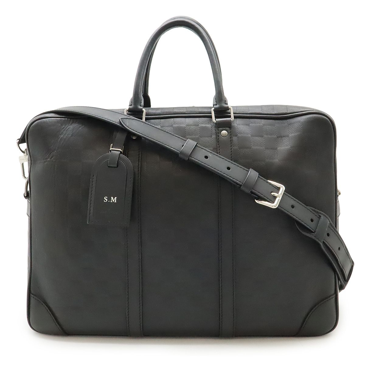 LOUIS VUITTON ルイ ヴィトン ダミエアンフィニ ポルト ドキュマン ヴォワヤージュGM ブリーフケース 2WAY ショルダー オニキス 黒 ブラック N41147