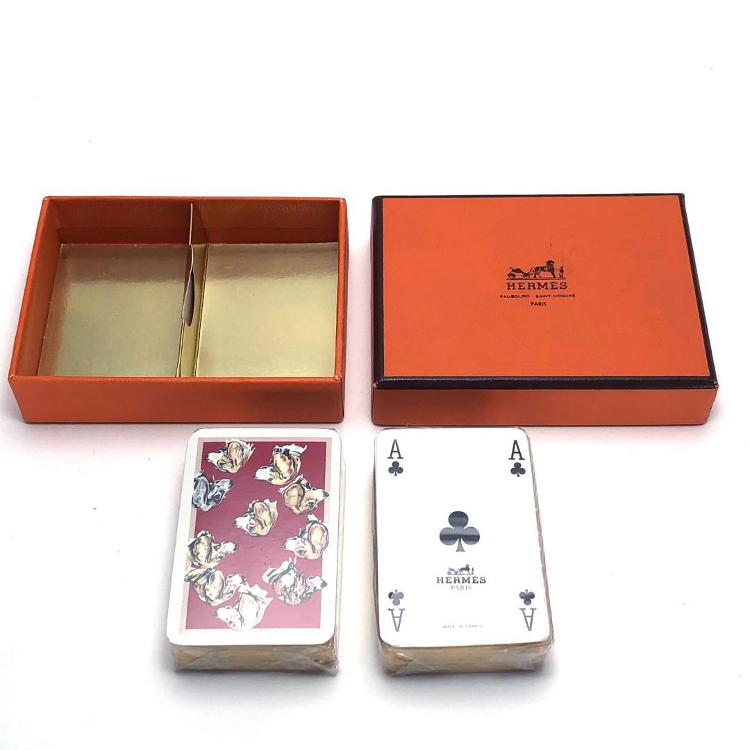 き シュリンク HERMES エルメス ミニトランプ ドッグ 犬 柄 紙 マルチ