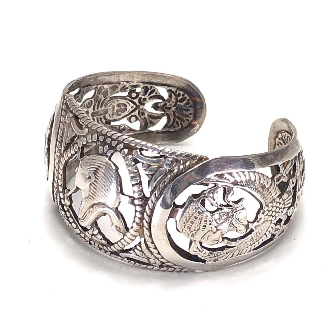 古代エジプトデザイン バングル 合金 シルバー