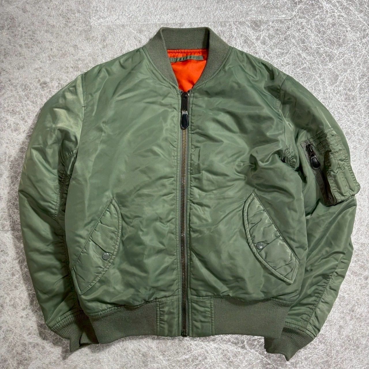 AVIREX アヴィレックス MA-1 フライトジャケット L リバーシブル バックロゴ コマーシャルロゴ アーチロゴ グリーン