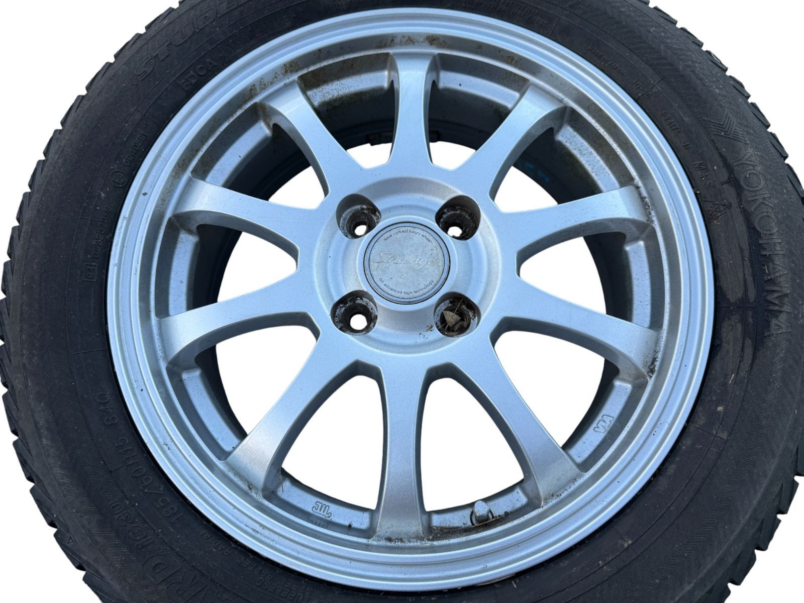 フィット GK3 STRANGER 185|60R15 15×5.5J 5×100 IS ＋50 アルミホイール 社外品 4本セット 管理番号 3357