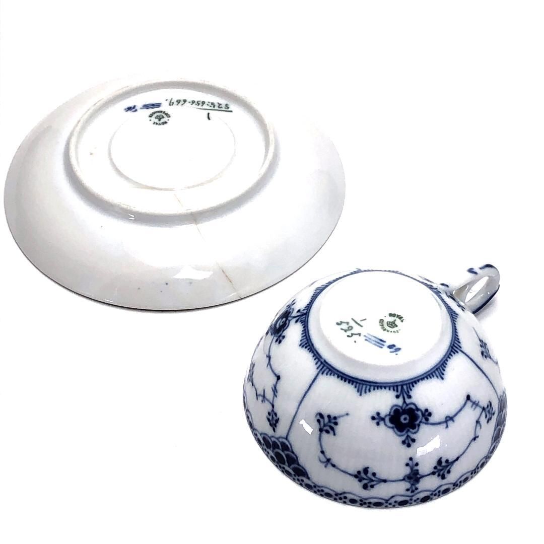 Royal Copenhagen ロイヤルコペンハーゲン ブルーフルーテッド ハーフレース カップ＆ソーサー 陶器 ホワイト ブルー SKLAD-KIRPICHA_RU