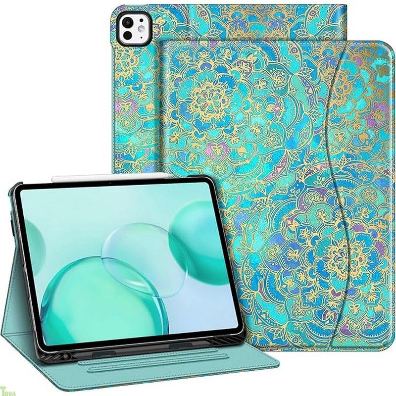 Fintie フィンティー 二つ折りケース iPad Pro 13インチ M5 2025 | M4 2025用 マルチアングルビュー保護スタンドカバー ペンシルホルダー-ポケット付き 自動スリープ|ウェイク ブルー シェード a