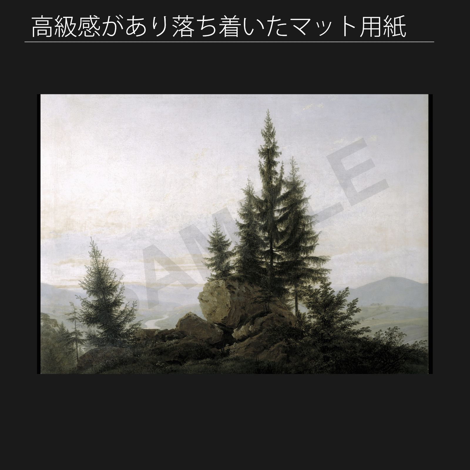 カスパー ダーヴィト フリードリヒ Caspar David Friedrich エルベ渓谷の眺め 1807年 アートポスターA2 マット紙 フレーム付 IN