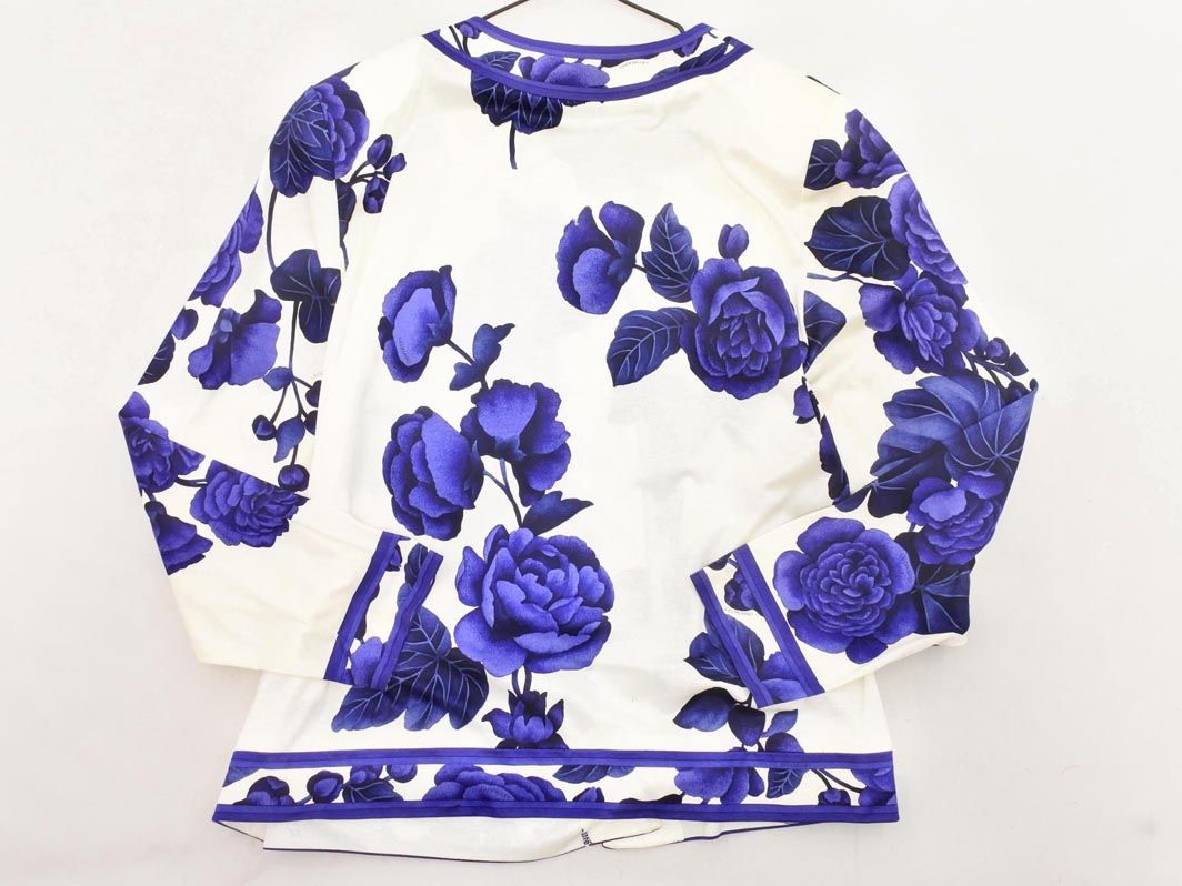 LEONARD レオナール 花柄 ブラウス シャツ sizeL/白x紺