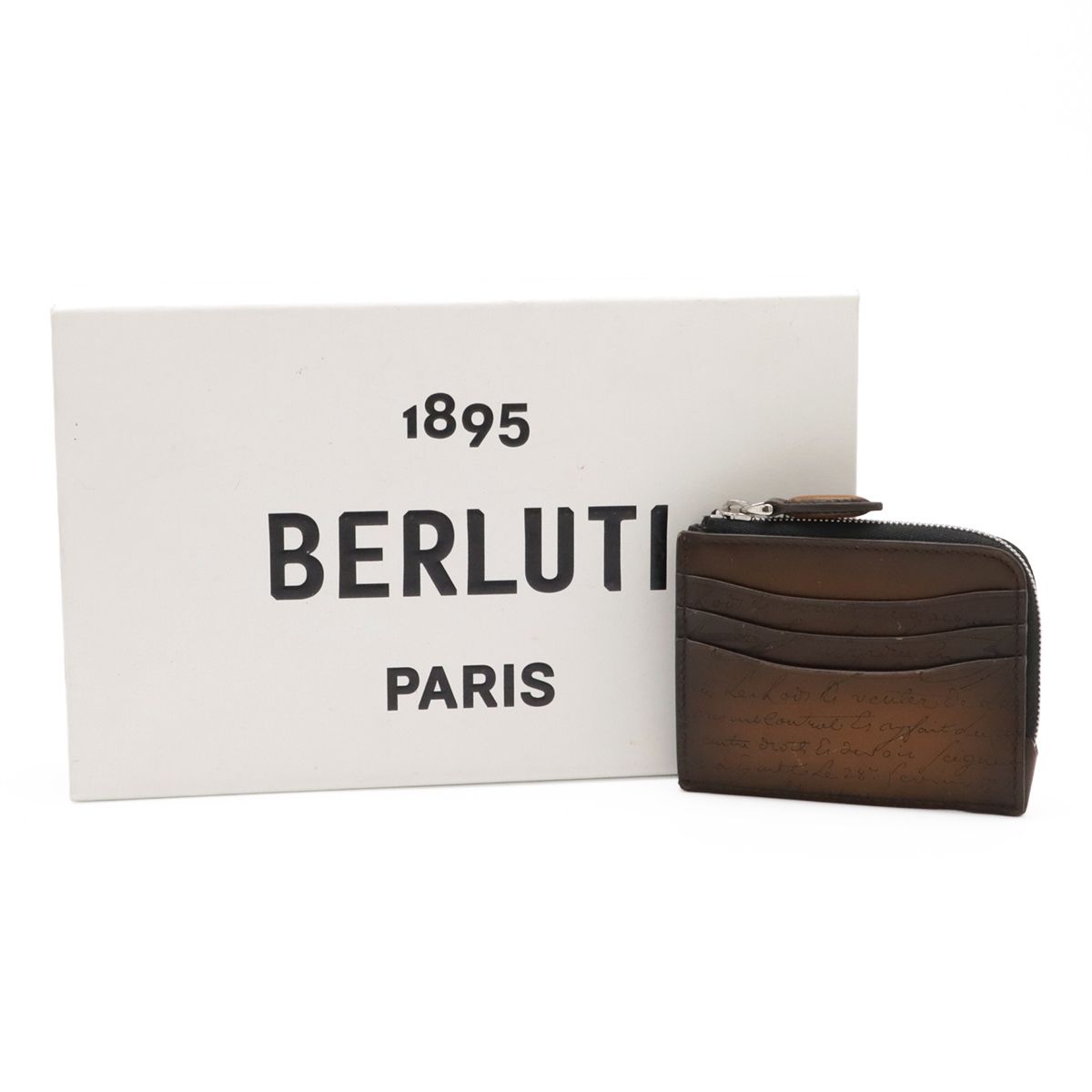 30回使用 Berluti ベルルッティ カリグラフィ コア ロジック ジップ カードホルダー カードケース コインケース 小銭入れ スクリットレザー ブラウン 茶