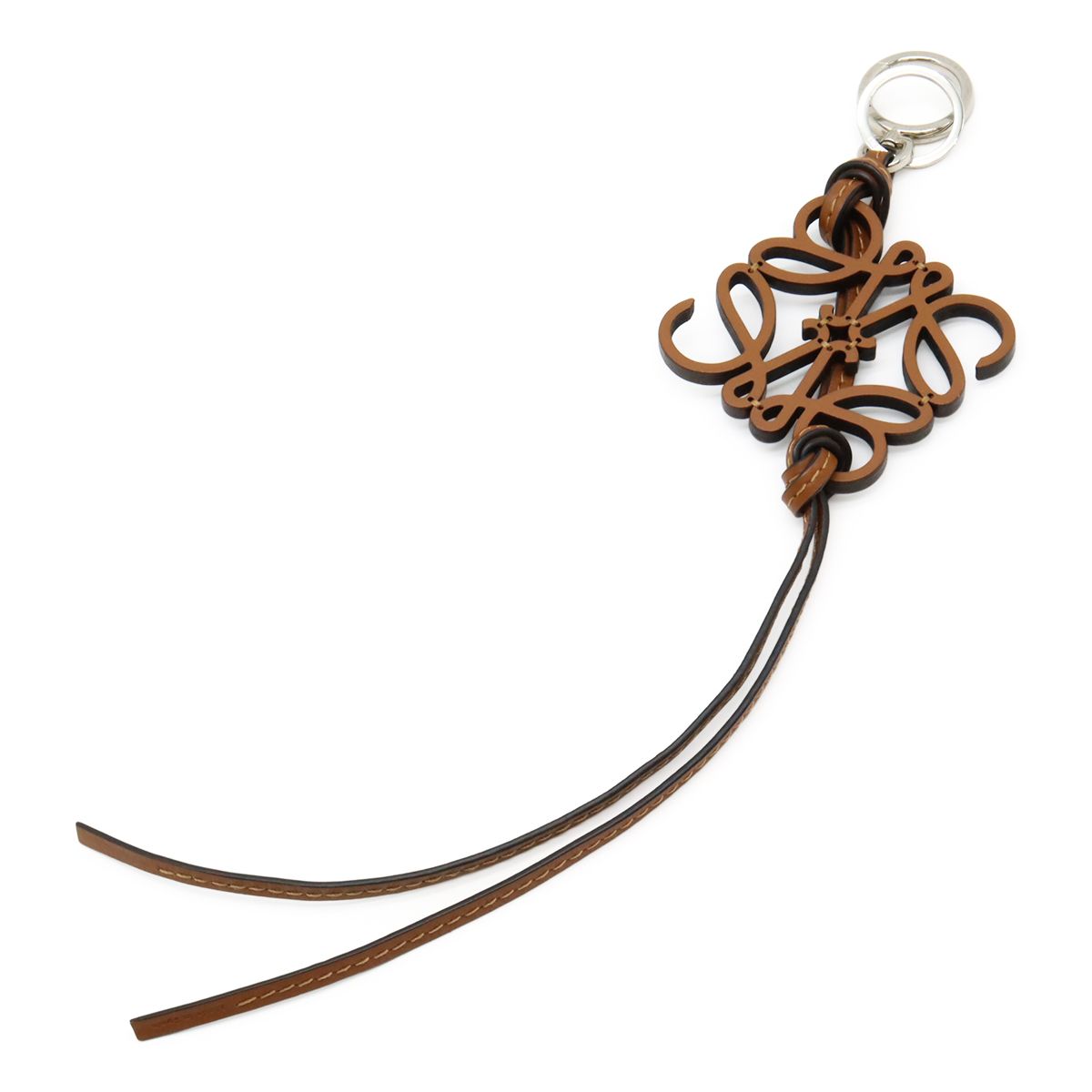 LOEWE ロエベ アナグラム キーリング キーホルダー バッグチャーム レザー ブラウン 茶 シルバー金具