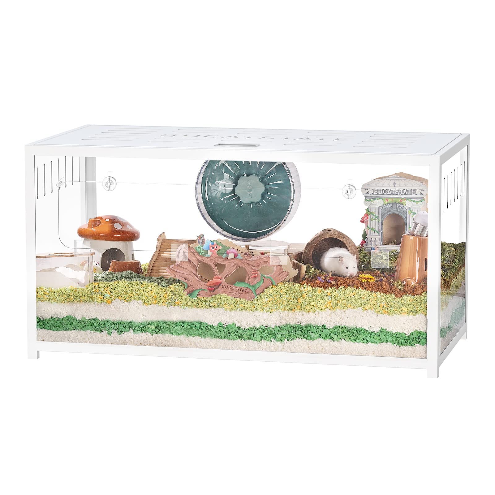 迅速発送 BUCATSTATE ハムスター メタル製 100cm ケージ 飼育ケージ クリアケージ 透明 水槽タイプ 2つ扉 フロントドア最適化 組み立て簡単 耐久性 安定感 おしゃれ 大型サイズ ゴールデンハムスター キンクマ ハリネズ 爬虫類など 小動物