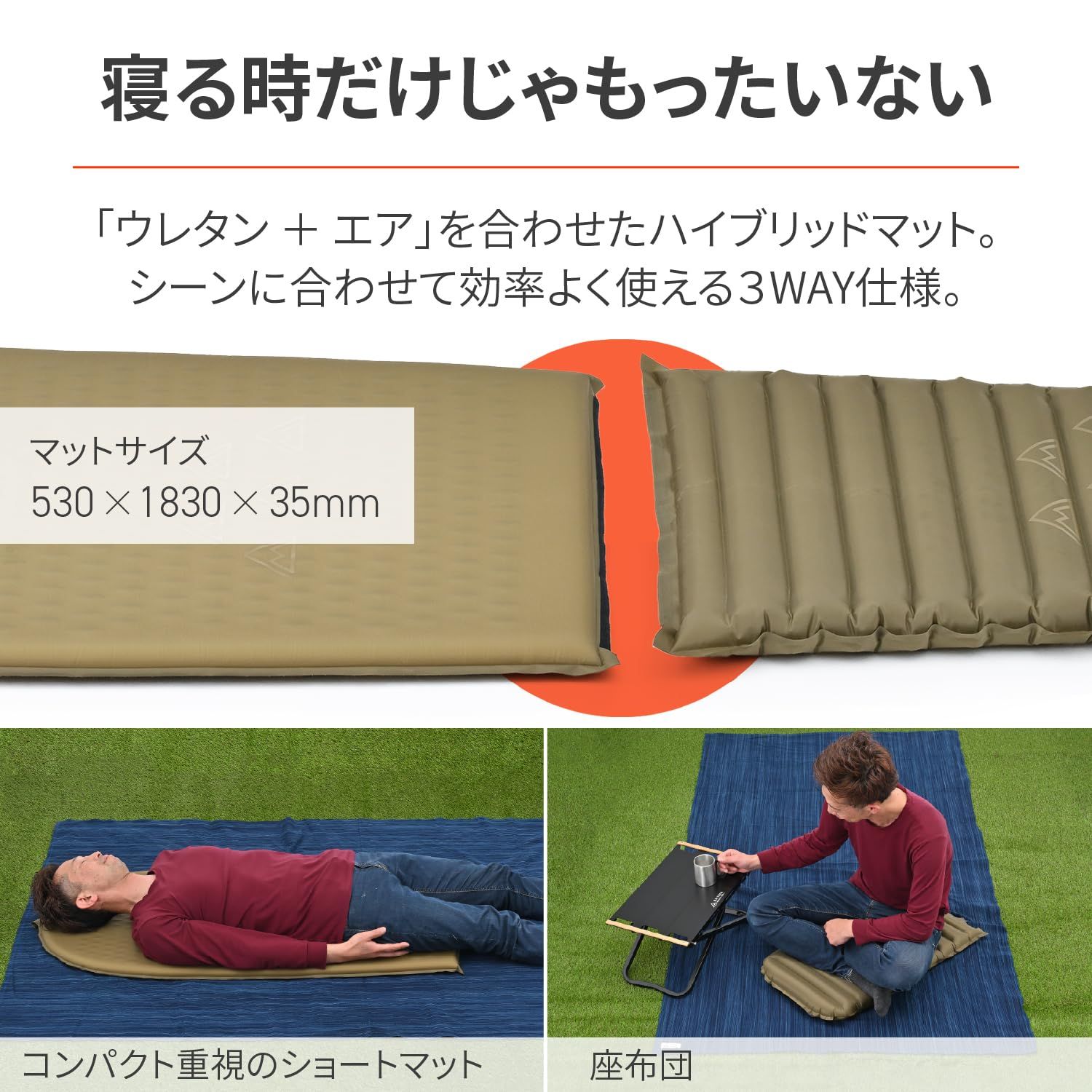 迅速発送 デイトナ Daytona マット バイク 厚さ35mm 自動膨張 逆止弁 キャンプ neGla ネグラ ホシゾラ ハイブリッドマット 35467