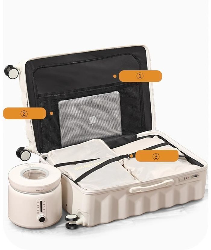 スーツケース 軽量 キャリーバッグ ミニトランクセット ミニケース付き type-c USBポート付き 充電口 カップホルダー かわいい キャリーケ DECORATOM_COM_BR