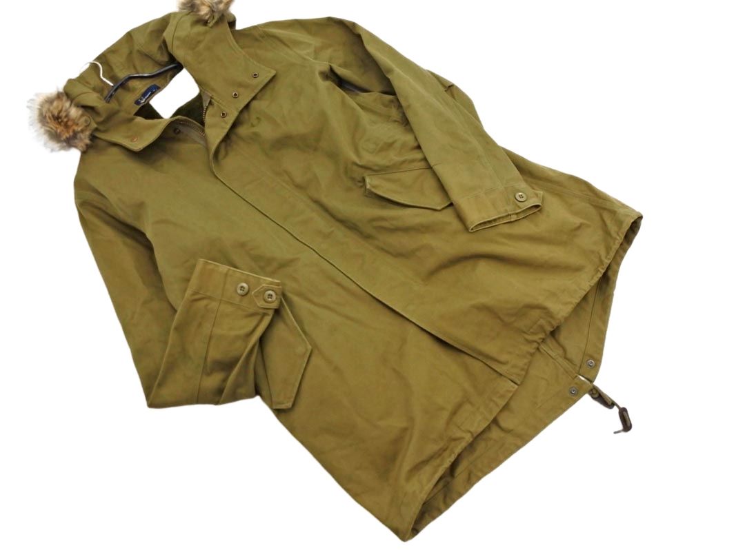 FRED PERRY フレッドペリー フェイクファー 2WAY ボアライナー付き モッズ コート sizeL カーキ ◎メンズ