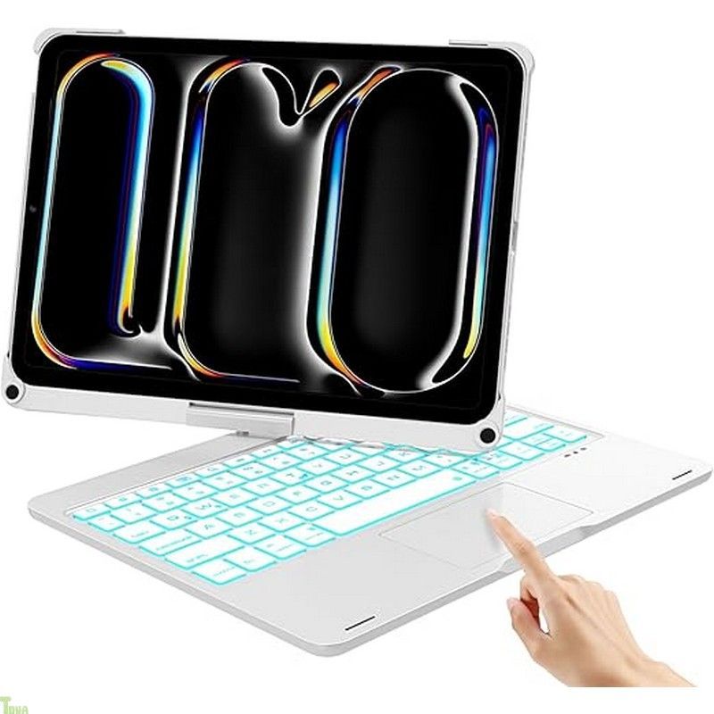 2025新型 iPad Pro 11インチキーボード M4 2025 iPad Pro 11 キーボード付きケース 360°回転180°反転 タッチパッド付き 7色バックライト急速充電 全面保護Bluetoothキーボー ド 一体式 Ap