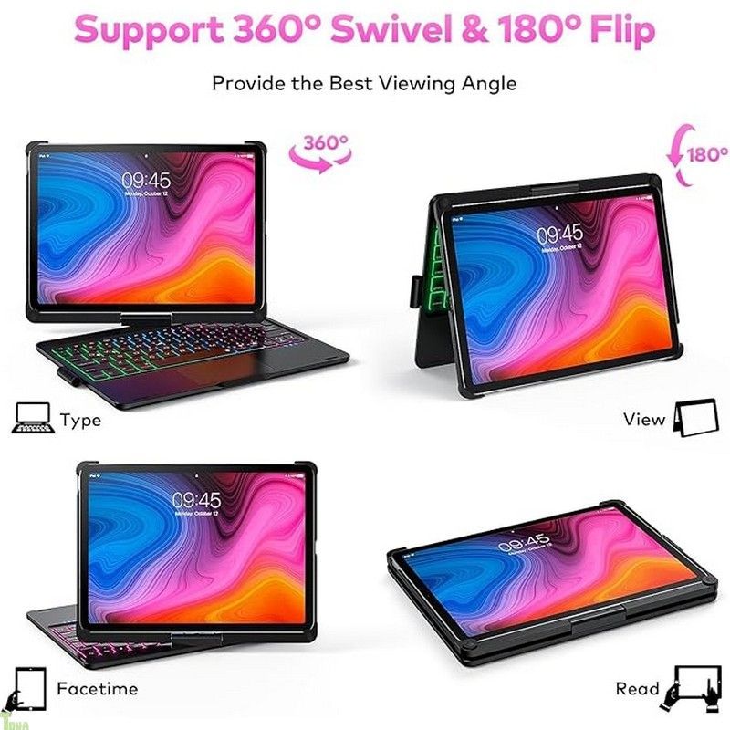 360°回転 iPad Pro 11インチ M5|M4 2025|2025 第6|5世代 用 キーボードケース 横|縦置きスマート 一体式 タッチパッド付き 7色バックライトキーボード Pencilを充電収納 人気 銀 a VETTDRUCK_DE