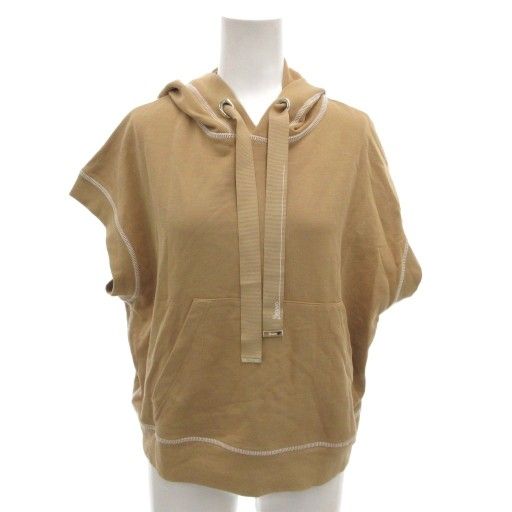 ヘルノ HERNO パーカー フーディ プルオーバー ロゴ ゴールドカラー金具 42 茶 ブラウン フレンチスリーブ |FF GY19