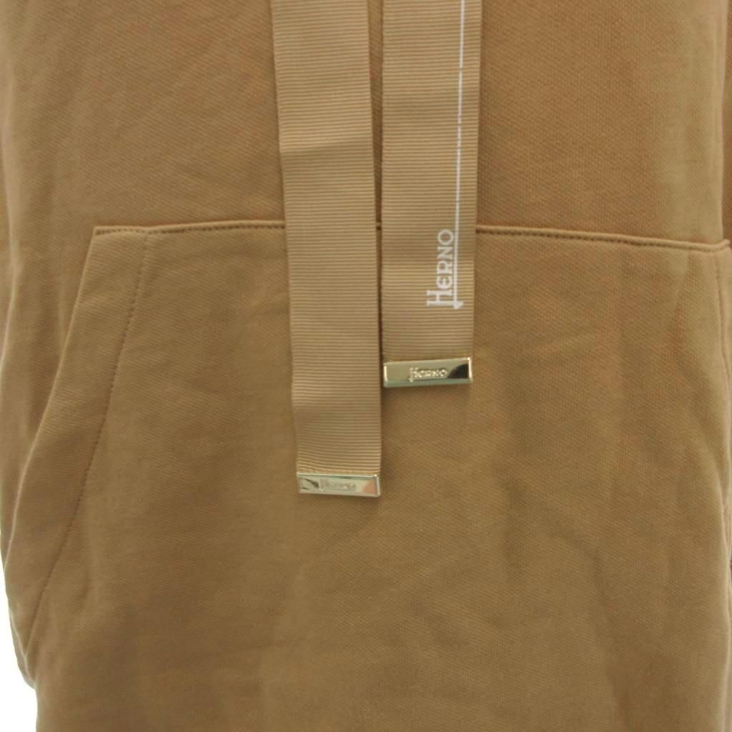  ヘルノ HERNO パーカー フーディ プルオーバー ロゴ ゴールド 金具 42 茶 ブラウン フレンチスリーブ FF GY 19 パーカー トップス