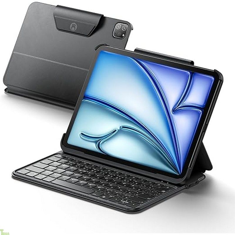 HOU キーボードケース iPad Air 11インチ M3 M2 - iPad Air 第5 4世代 - iPad Pro 11インチ M4 第4 3 2 1世代 用 - 日本語配列 超薄型軽量スマートフォリオ 仕事や旅行に最適 強化され