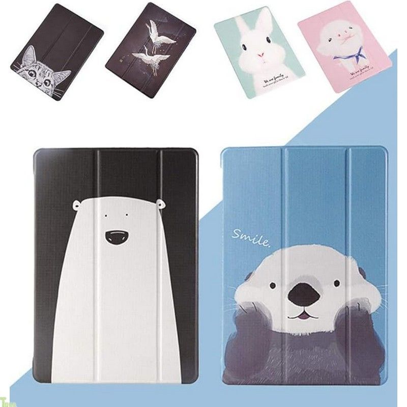 iPad Air 13インチ M3/M2 ケース 背面透明 iPad Pro 12.9インチ 第6/5/4/3世代 ケース クリア 可愛い 動物 ラッコ クマ ウサギ 猫 柄 アイパッド カバー 印刷 プリントレザー TPU オートスリープ 極薄 軽