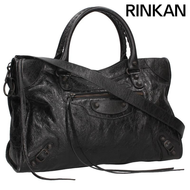 バレンシアガ 823058 ル シティ ミディアム スタッズレザーハンドバッグ メンズ M