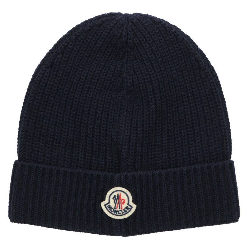 モンクレール ロゴパッチビーニーニットキャップ メンズ UNI ニット帽 ビーニー 帽子