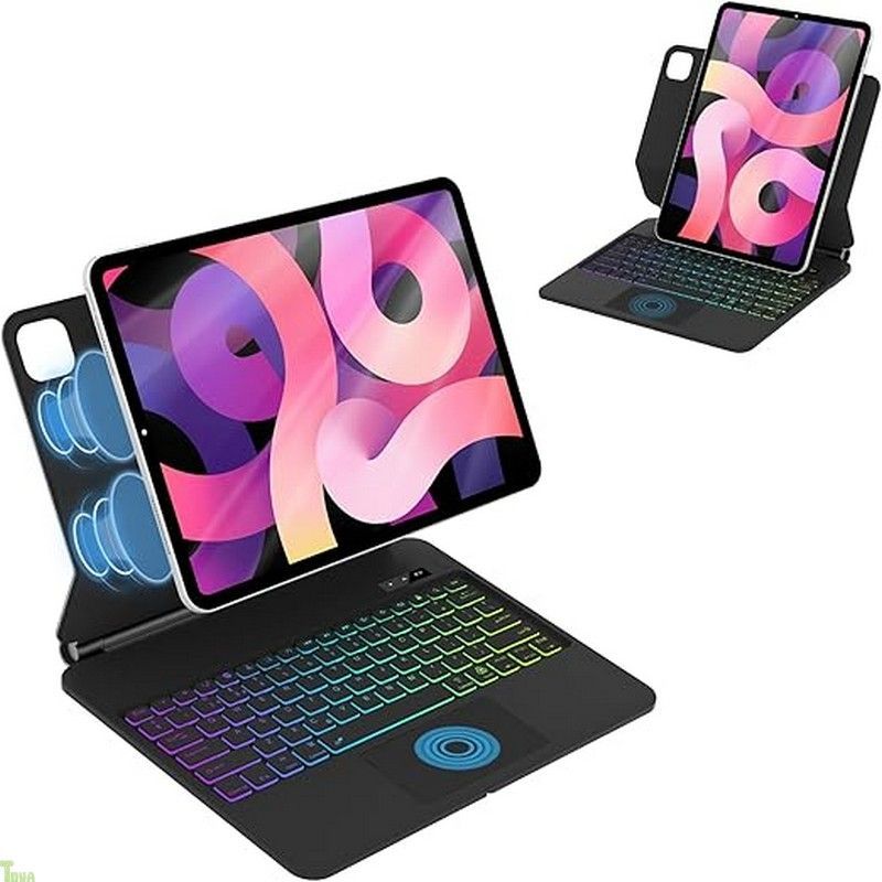 iPad Air 13インチ M3 2025| M2 2025 iPad Pro 12.9インチ 第6|5|4|3世代 キーボード ケース マルチタッチジェスチャー対応 バックライト付き 磁気吸着 ブラック a