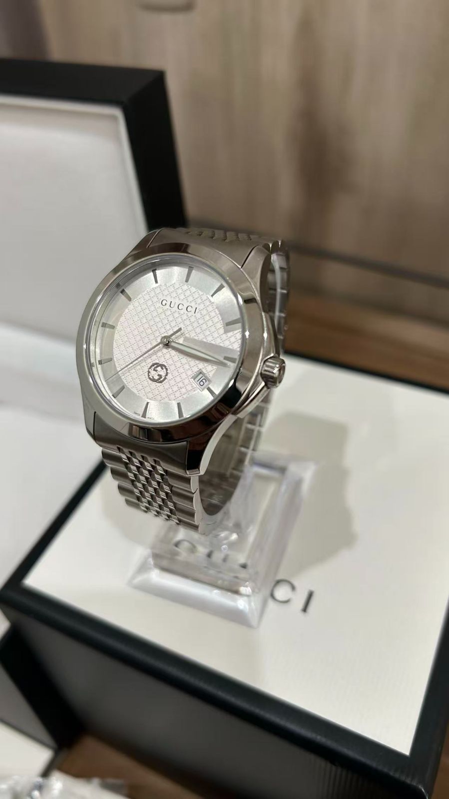 グッチ 腕時計 手表 メンズ 腕時計収納ケース 付き 40代 50代 男性 グッチ時計 Gタイムレス ブランド おしゃれ プレゼント 記念日 gucci ホワイト シルバー
