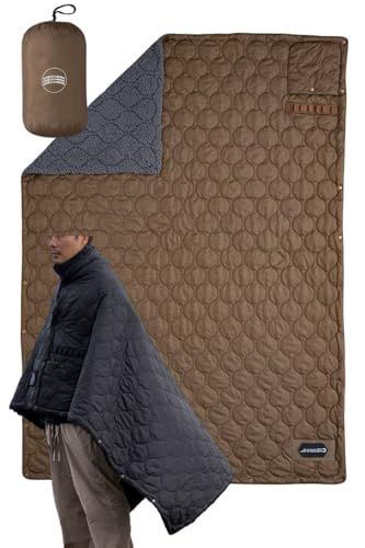Chill Camping チルキャンピング キャンプ用 ブランケット 防寒 アウトドア キャンプ リバーシブル 難燃 エコダウン 車中泊 防災 旅行 コンパクト ウォールナット 茶色 Lサイズ