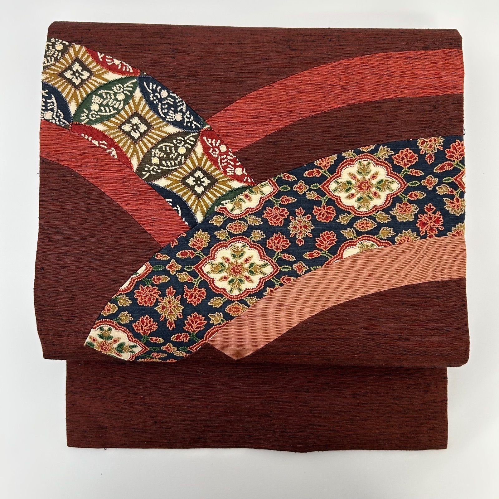 相良刺繍 名古屋帯 正絹 紬 更紗 九寸 MA-509 - メルカリ