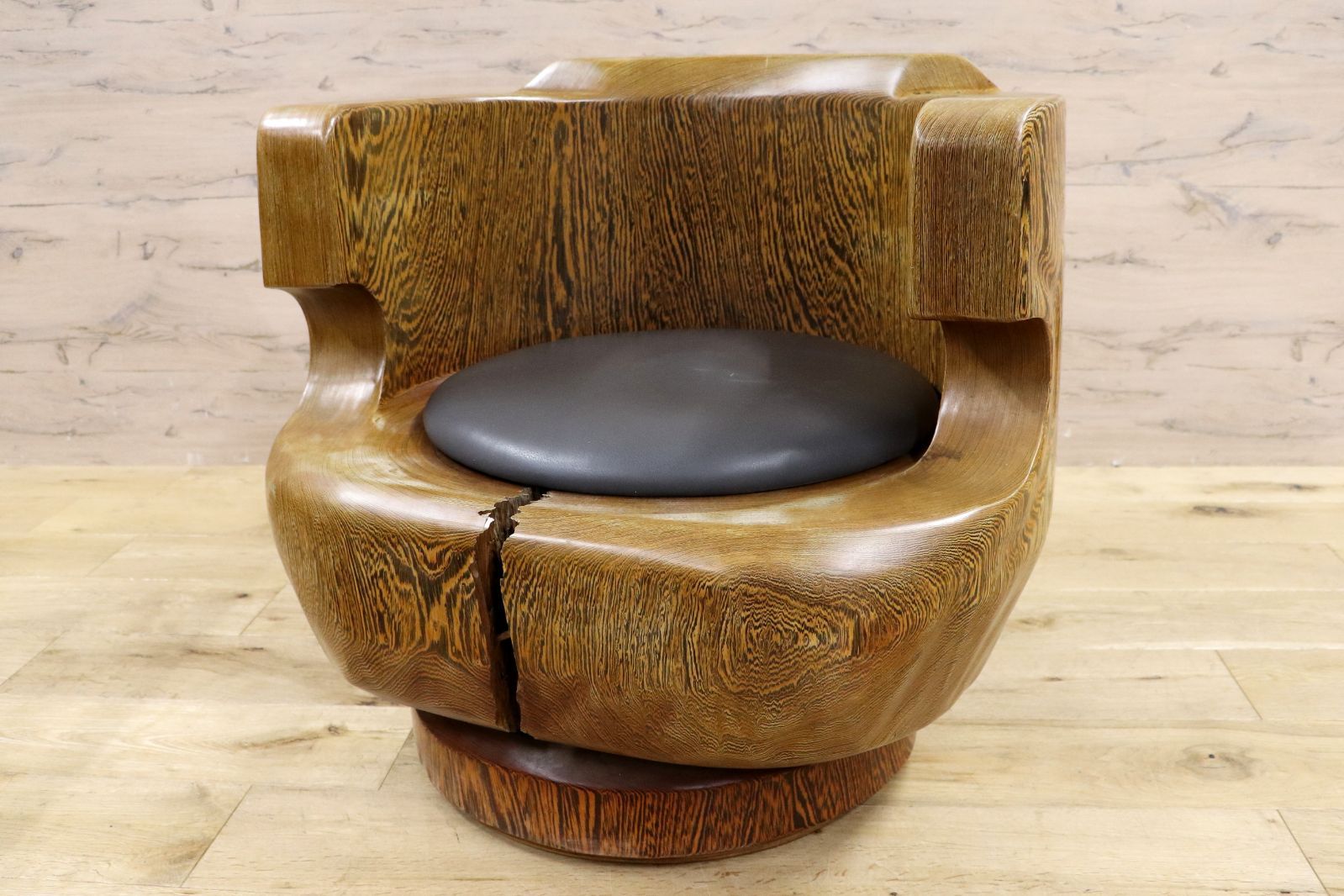 伝統的な GMIH275D○鉄刀木 夕ガヤサン 大臣椅子 回転椅子 無垢材 応接 ラウンジ 和室 座敷 アンティーク