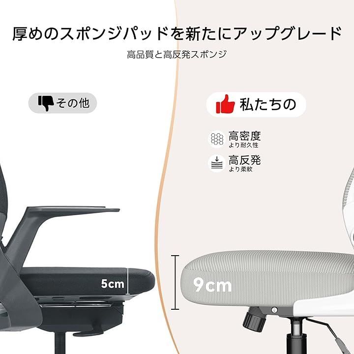 Comfora オフィスチェア 椅子 デスクチェア 疲れない人間工学 跳ね上げ式アームレスト 2Dヘッドレスト 腰サポート 通気性メッシュ 長時間 座れる お宅 在宅ワーク pcチェア パソコン 事務椅子 グレー 大型 MARWIL-DEMENAGEMENTS_CH