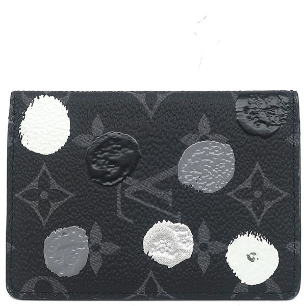 ルイヴィトン LOUIS VUITTON カードケース LV×YK オーガナイザー ドゥポッシュ モノグラムエクリプス ブラック×グレー 草間彌生 黒 二つ折り 水玉 M81928 RFID