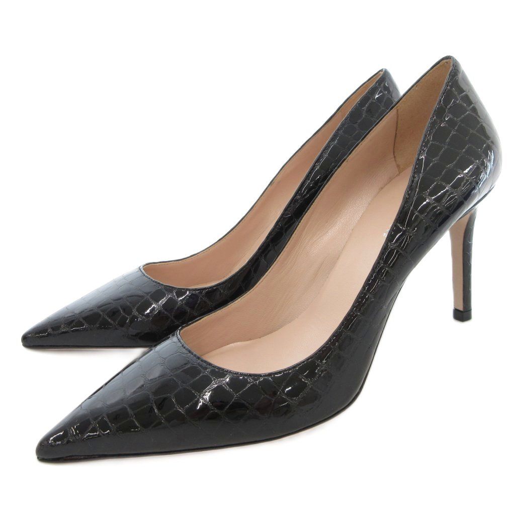 ミュウミュウ miumiu パンプス シューズ ハイヒール ポインテッドトゥ 36.5 黒 ブラック AE GY17