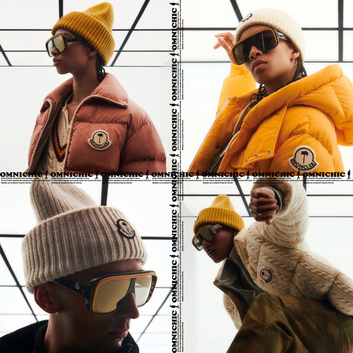 秋冬 安心の 23-24 AW MONCLER GENIUS PALM ANGELS モンクレール パーム エンジェルス ロゴ ホワイト ウール リブ ニット キャップ 白
