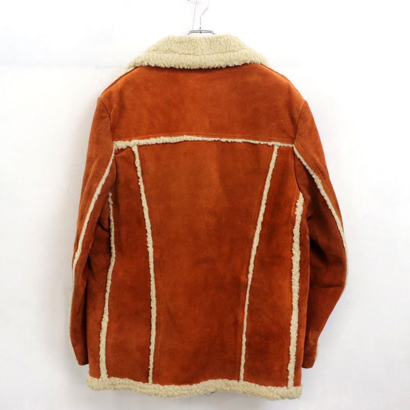 60-70s ランチコート ボア 古着 チェック くるみボタン アメカジ 60