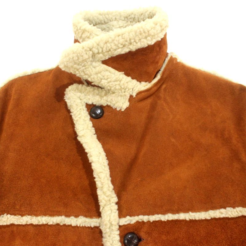 70s vintage CAMPUS クルミボタン 裏地ボア ランチコート スエード