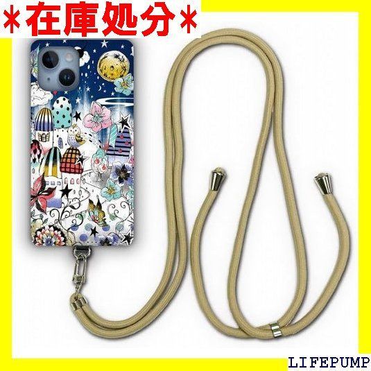 スカラー ScoLar デザイン iPhone14互換品 ケース スマホショルダー アイフォン14互換品 スマホケース ショルダーストラップ ショルダーケース スマホストラップ カバー スマホカバー フクロウ チョウ メルヘンな夜空と街 909