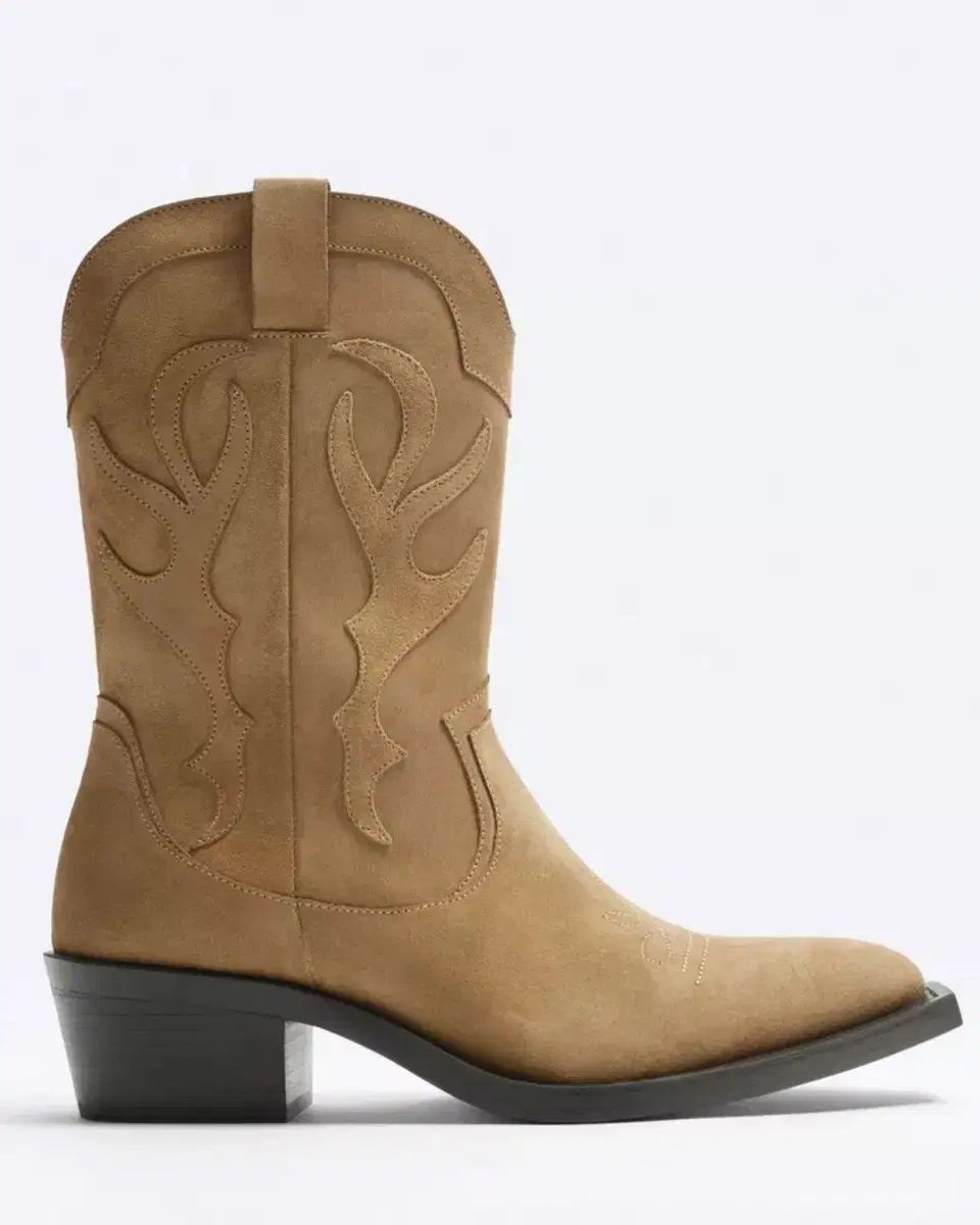 ZARA キャメル スウェード ウェスタン カウボーイ ブーツ 41