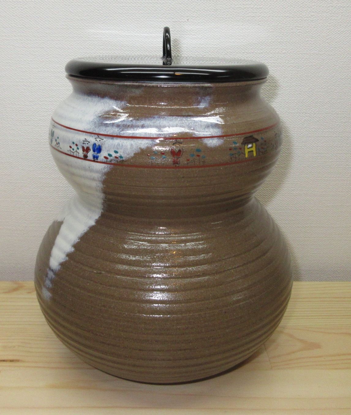 逢絢亭 茶道具 水指 赤膚焼 瓢形 奈良絵水指 大塩昭山 共箱入り