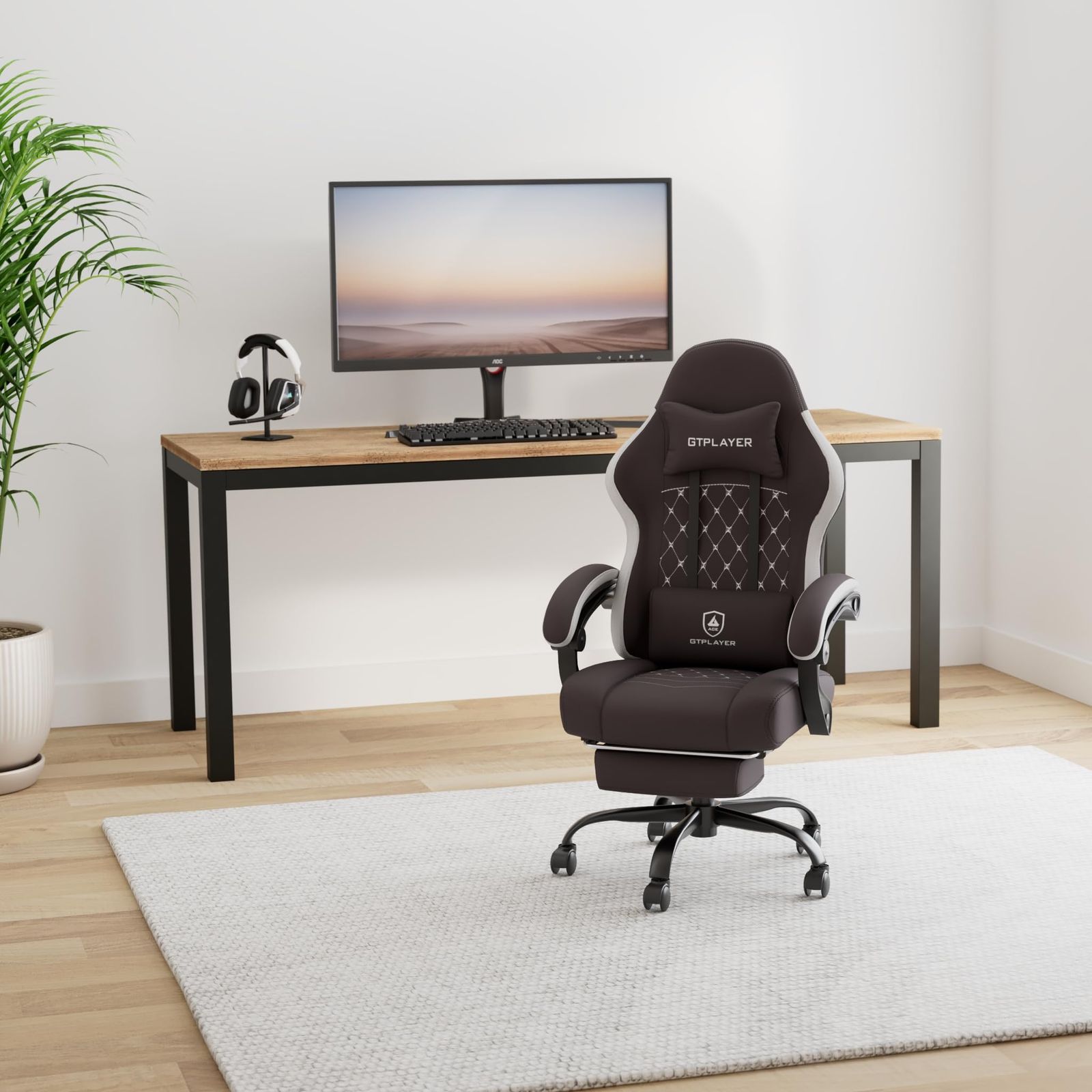 GTPLAYER ゲーミングチェア ファブリック オットマン 椅子 イス テレワーク 腰痛対策 pcチェア デスクチェア 蒸れない ソファーの座り心地 安心の非再生ウレタン採用 ポケットコイル採用 ダイア調に蝶の刺繍のデザイン LR002-