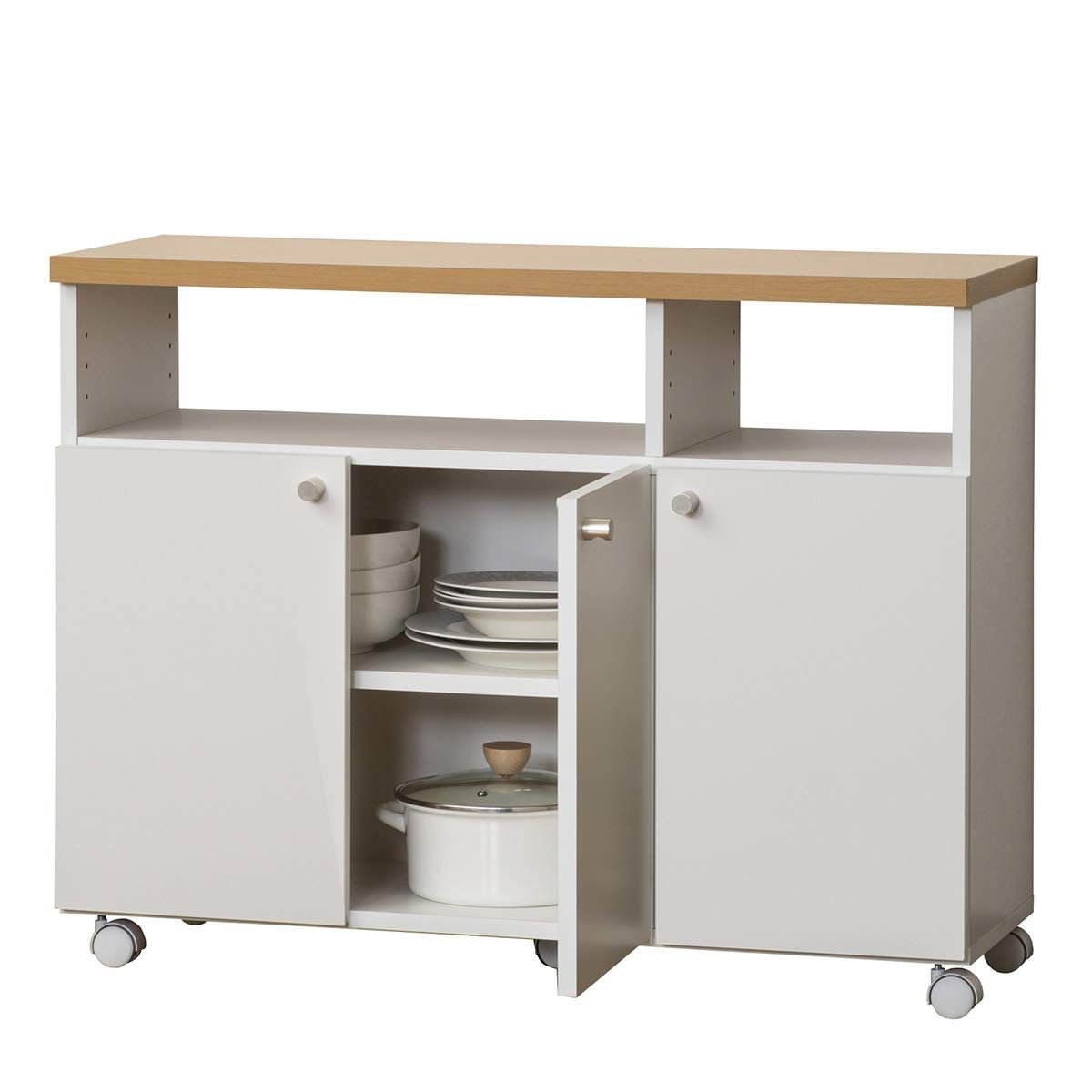 迅速発送 クロシオ キッチンラック ホワイト 幅90cm スマートワゴン90 KD キャスター付き おしゃれ スリム 040161 AKU1005294